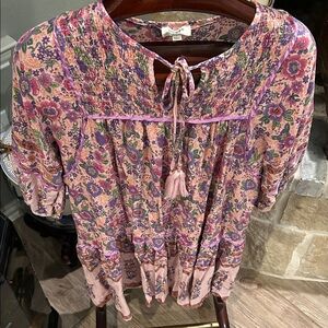 Umgee Multicolor Floral dress with Tassel Tie